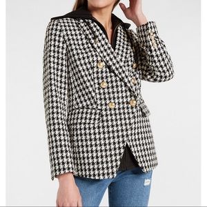 EXPRESS Herringbone Double Breasted Blazer with Built in Hoodie - NWT - S